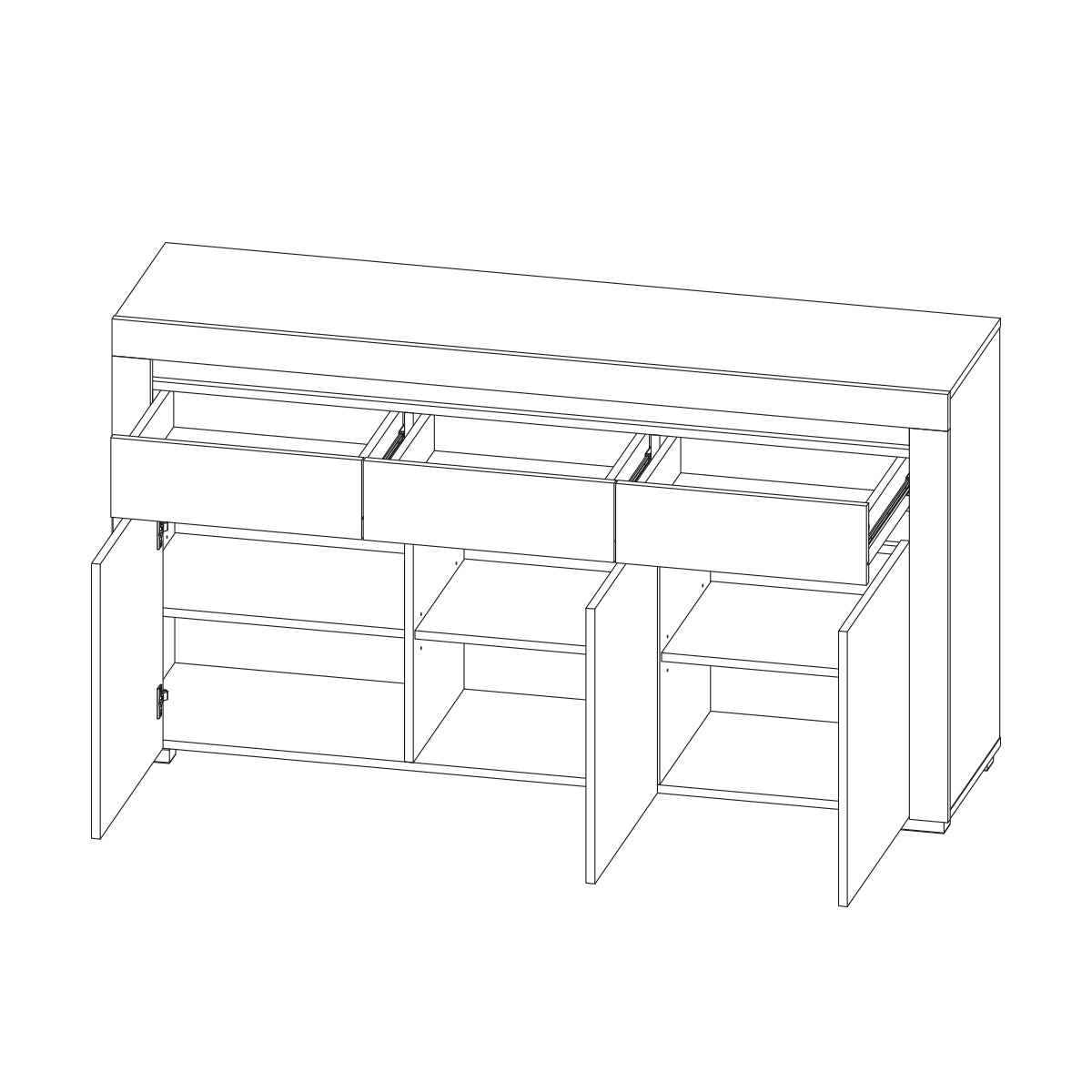 Buffet 3 portes 3 tiroirs LED inclus Kasla Bois et Anthracite - vue 4