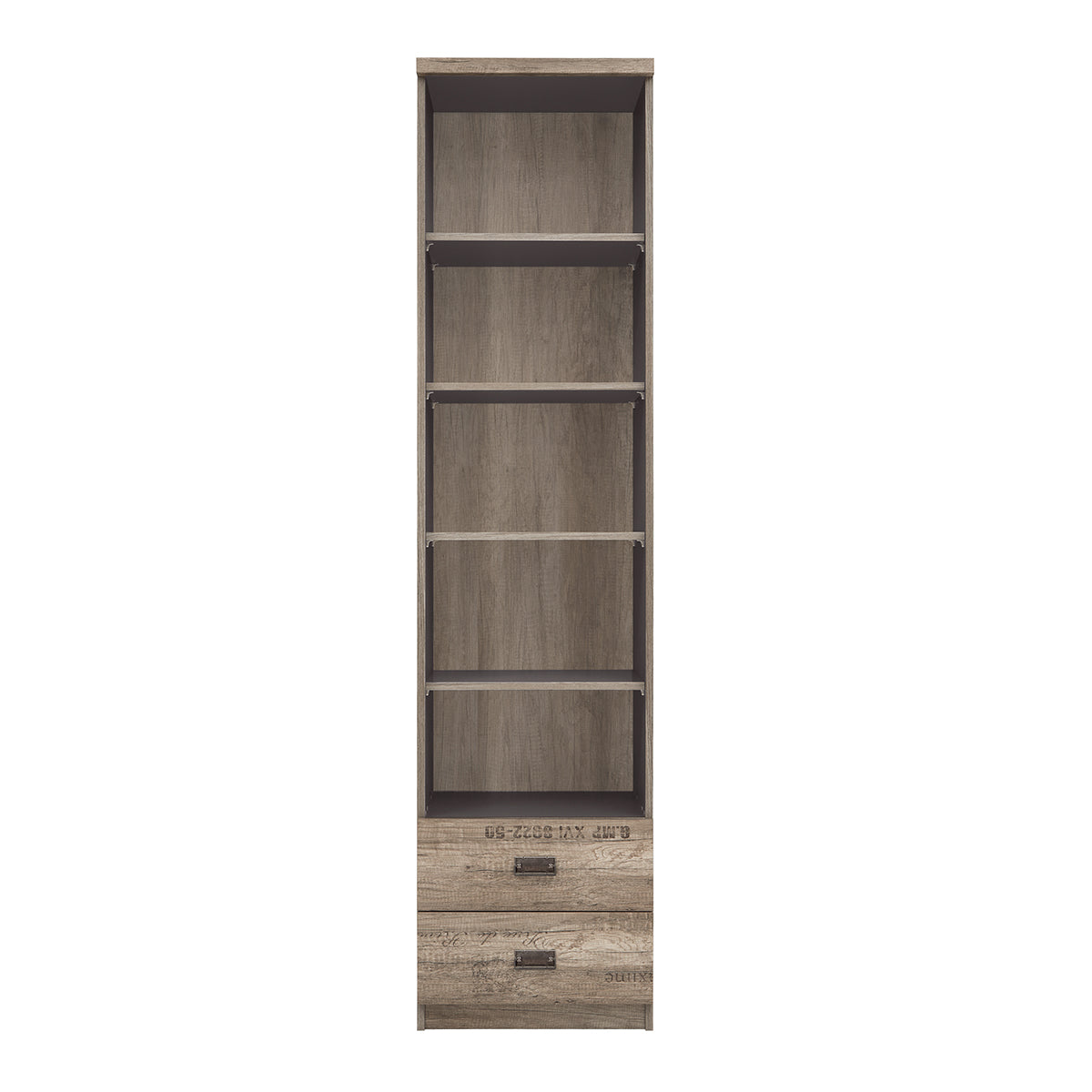 Bibliothèque 2 tiroirs Abel Bois et Gris - vue 3