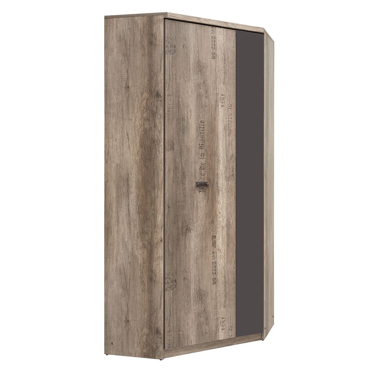 Armoire d'angle 2 portes Abel Bois et Gris