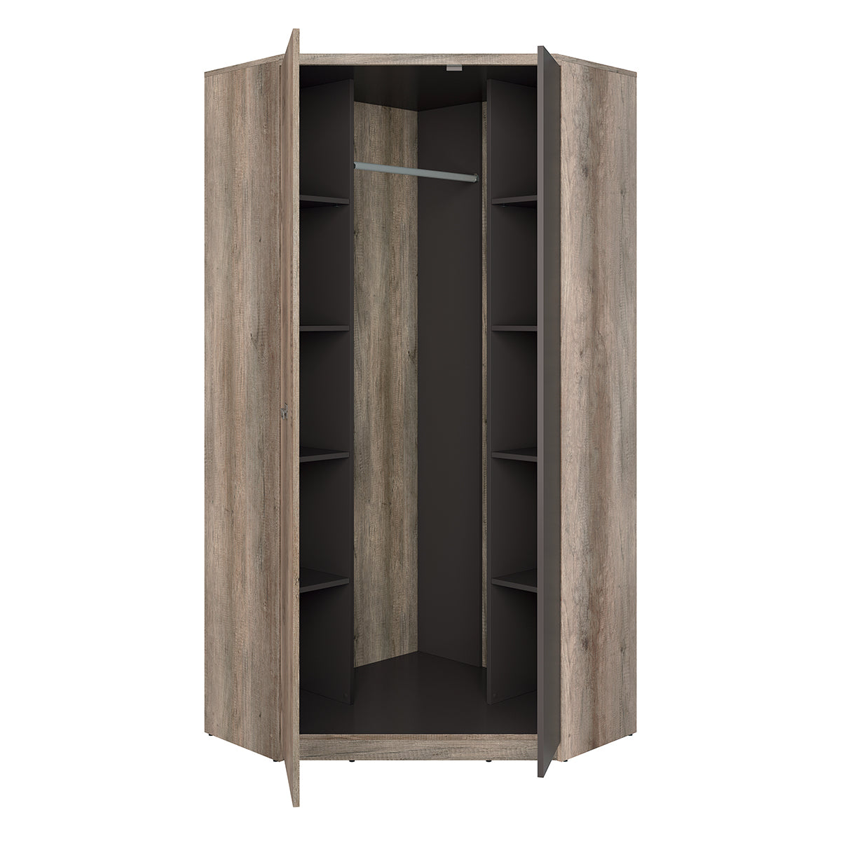 Armoire d'angle 2 portes Abel Bois et Gris - vue 2