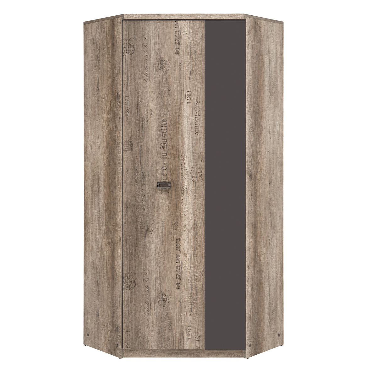 Armoire d'angle 2 portes Abel Bois et Gris - vue 3