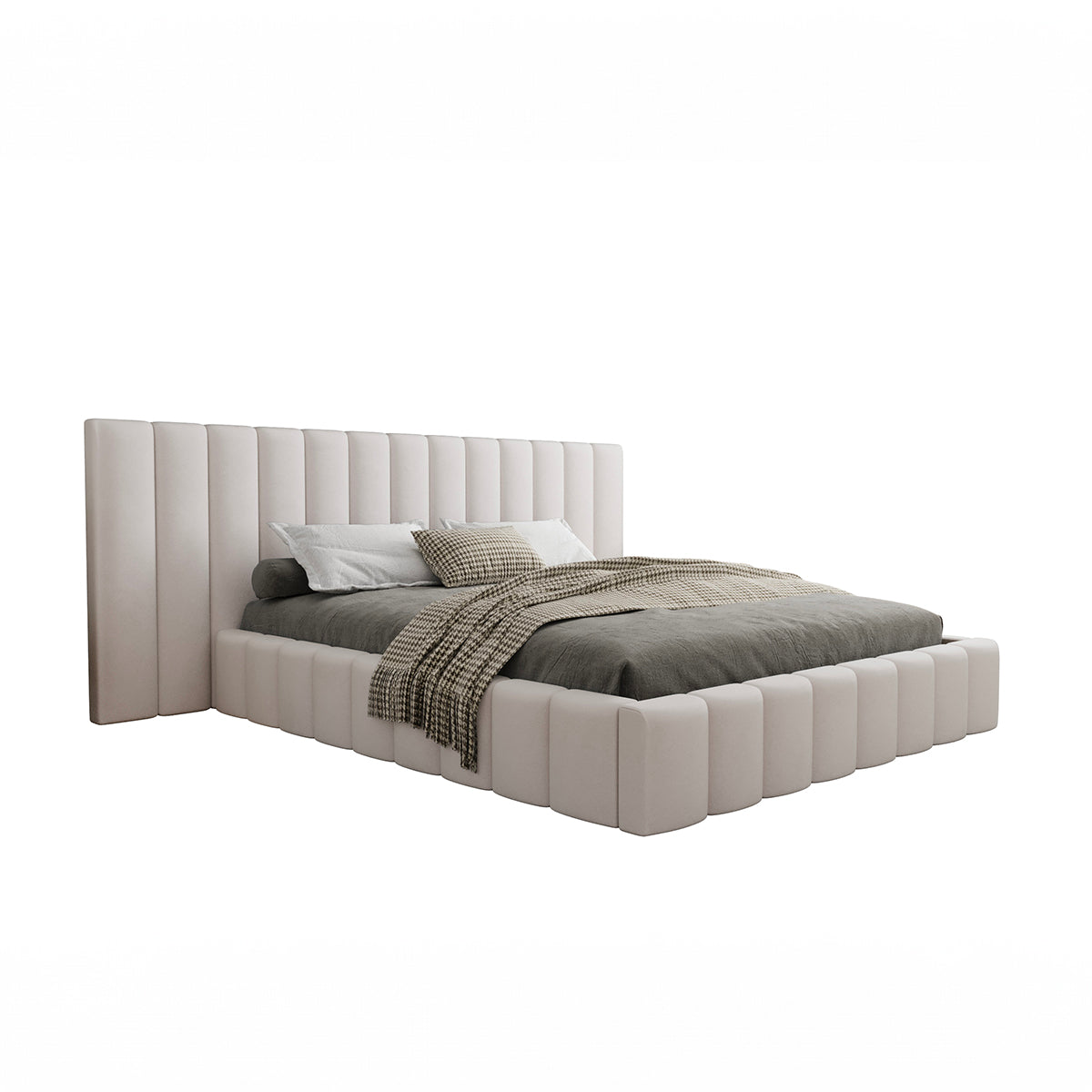 Lit coffre 160x200 sommier inclus Kira Blanc cassé - vue 2