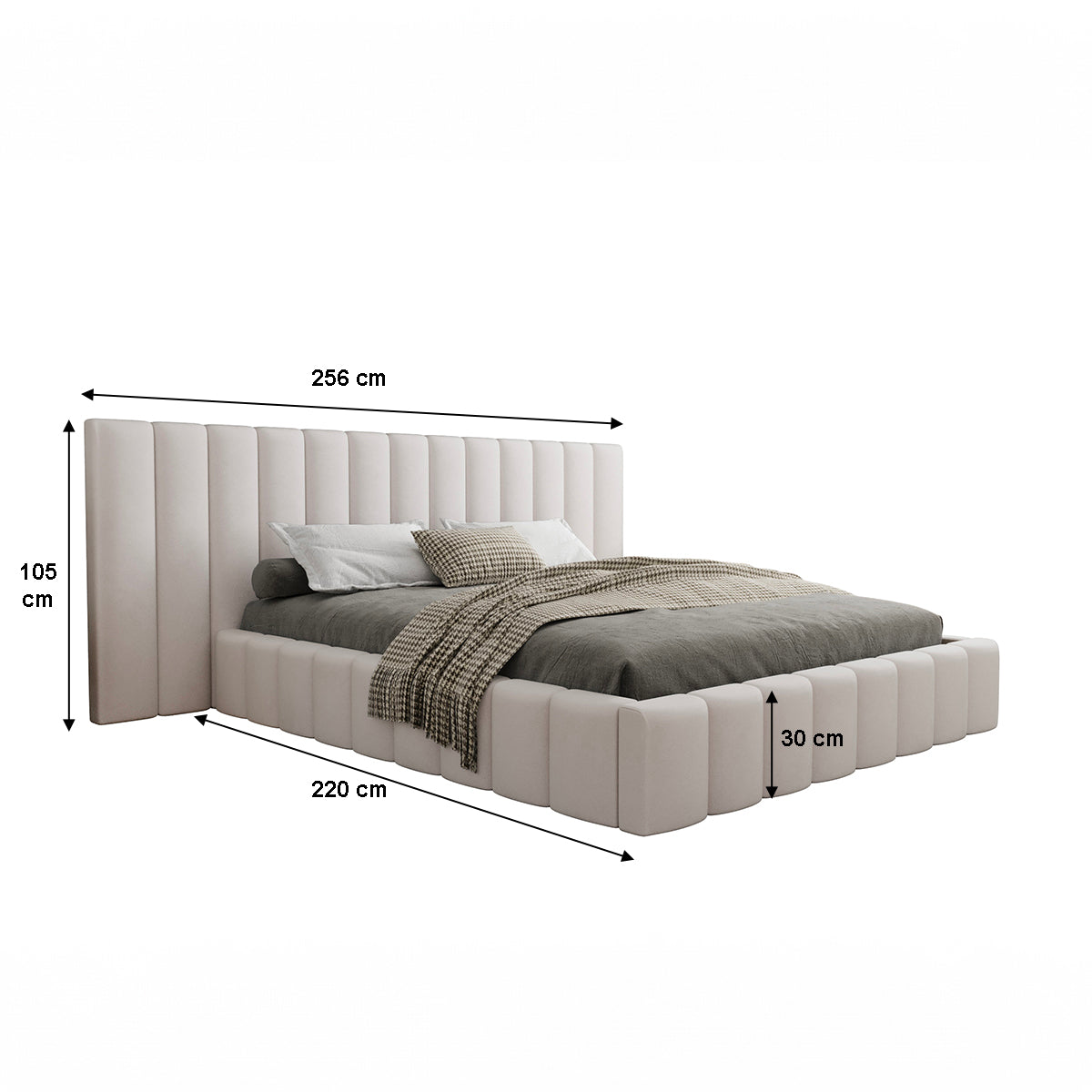 Lit coffre 160x200 sommier inclus Kira Blanc cassé - vue 5