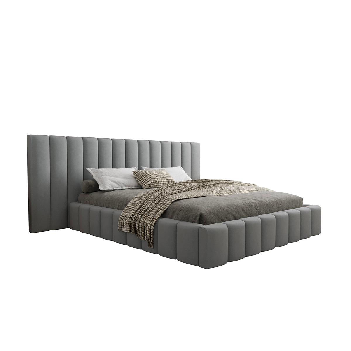 Lit coffre 160x200 sommier inclus Kira Gris - vue 2