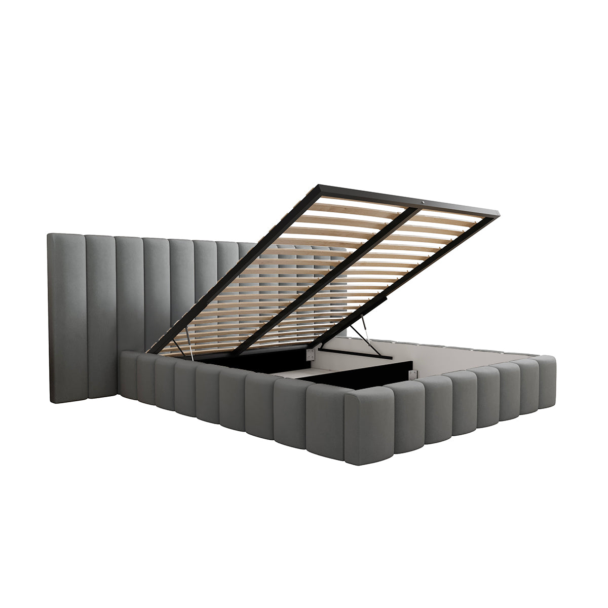 Lit coffre 160x200 sommier inclus Kira Gris