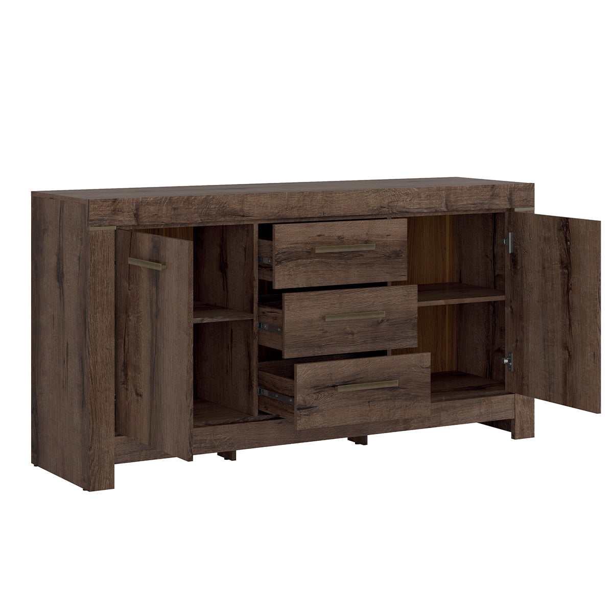 Buffet 2 portes 3 tiroirs Adam Bois foncé - vue 2