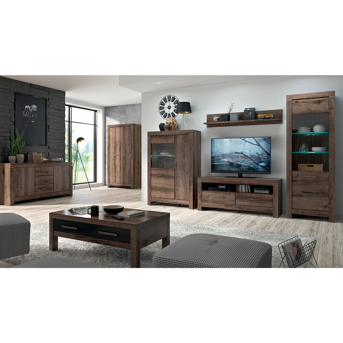 Buffet 2 portes 3 tiroirs Adam Bois foncé - vue 5