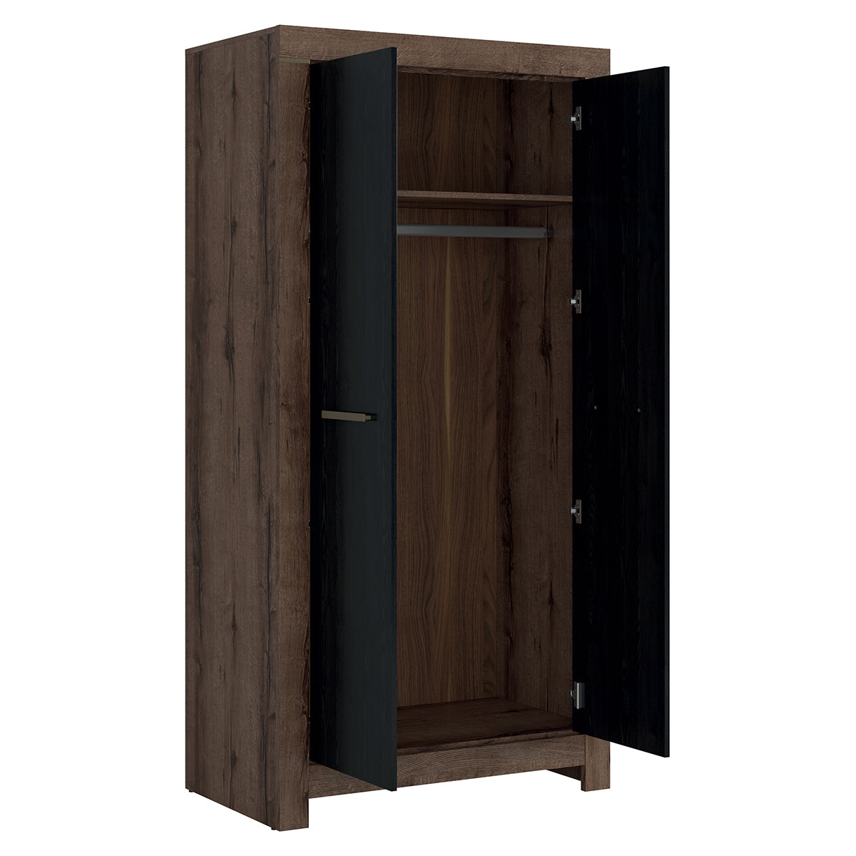 Armoire 2 portes Adam Bois et Noir - vue 2