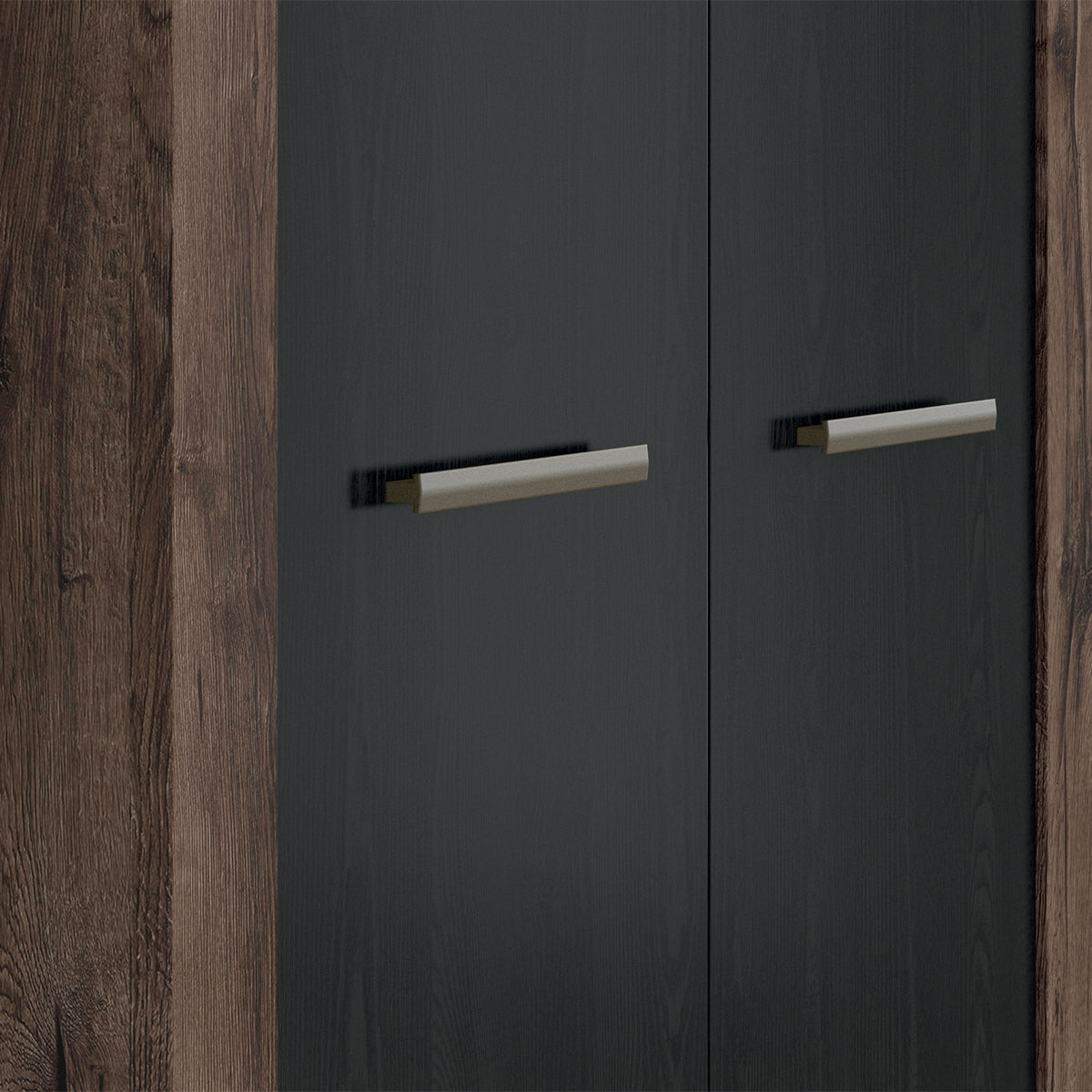 Armoire 2 portes Adam Bois et Noir - vue 4