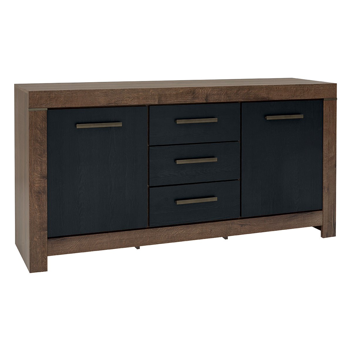 Buffet 2 portes 3 tiroirs Adam Bois et Noir