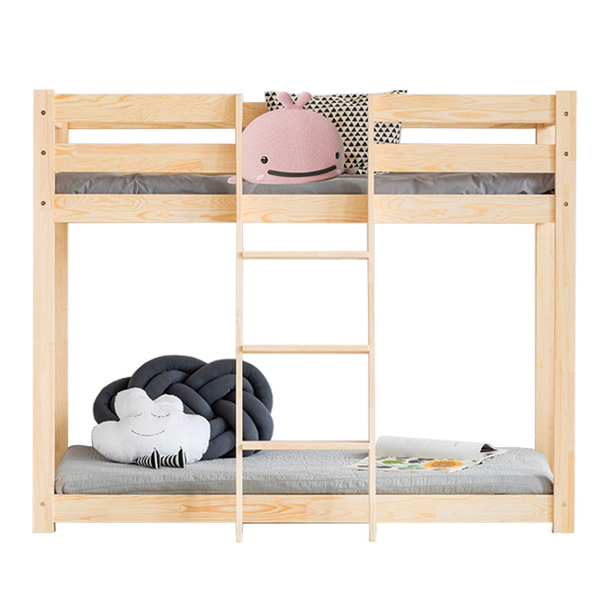 Lit superposé 90x200 sommier inclus Derek Bois - vue 2