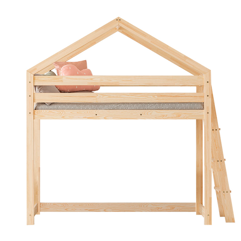 Lit cabane mi-hauteur 70x140 sommier inclus Alix Bois - vue 2