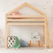 Lit cabane mi-hauteur 70x140 sommier inclus Alix Bois
