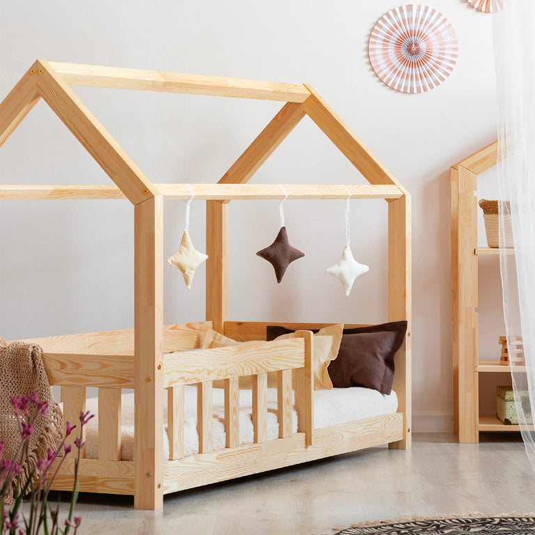 Lit cabane 90x200 sommier inclus Mila Bois - vue 3