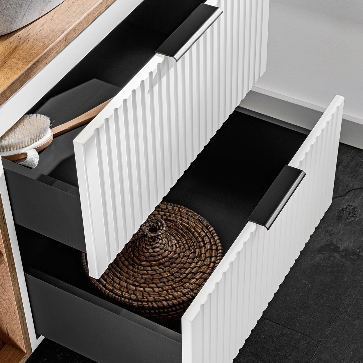 Ensemble meuble simple vasque 80cm et colonne Adriel Blanc - vue 8
