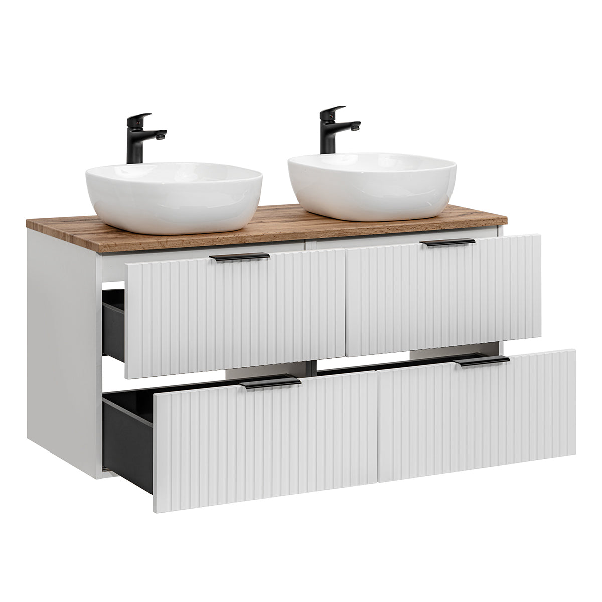 Ensemble meuble double vasque 120cm et colonne Adriel Blanc - vue 4