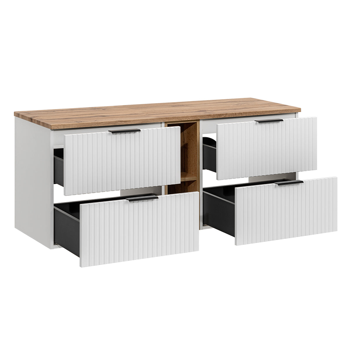 Meuble sous-vasque 140cm 2 niches Adriel Blanc - vue 2