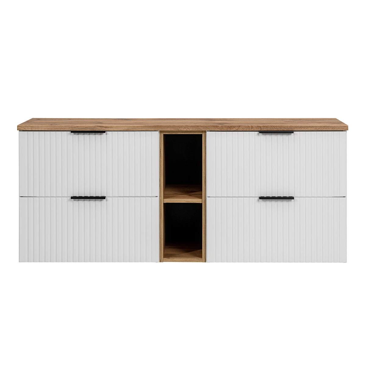 Meuble sous-vasque 140cm 2 niches Adriel Blanc - vue 3