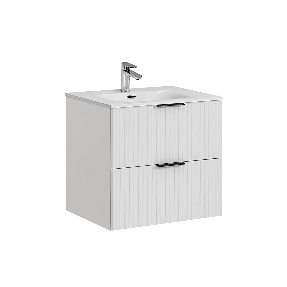 Ensemble meuble simple vasque encastrée 60cm et colonne Adriel Blanc - vue 3