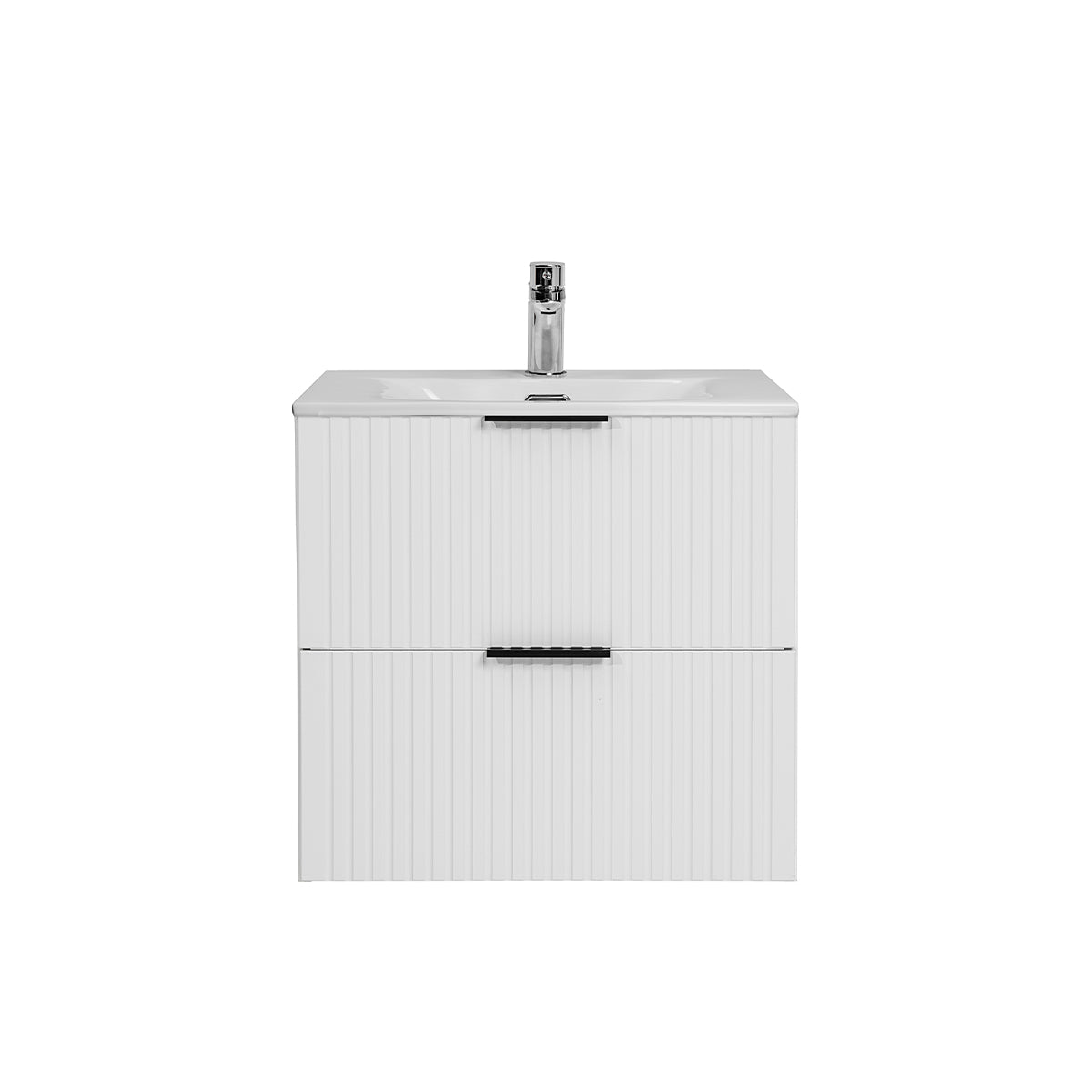 Meuble simple vasque encastrée 60cm Adriel Blanc - vue 3