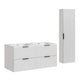 Ensemble meuble double vasque encastrée 120cm et colonne Adriel Blanc