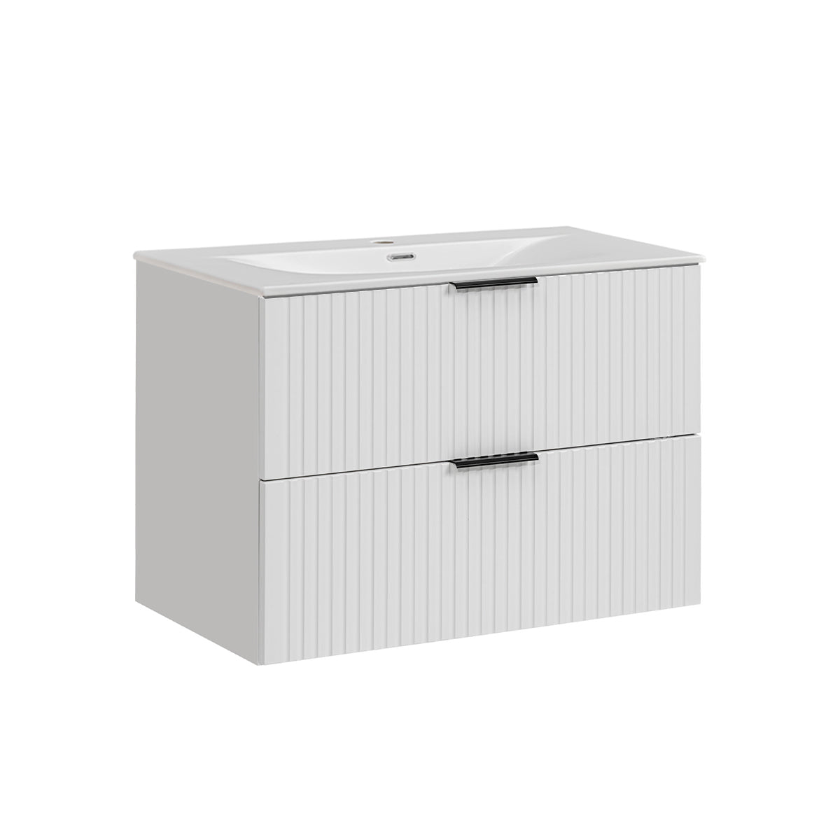 Ensemble meuble simple vasque encastrée 80cm et colonne Adriel Blanc - vue 3
