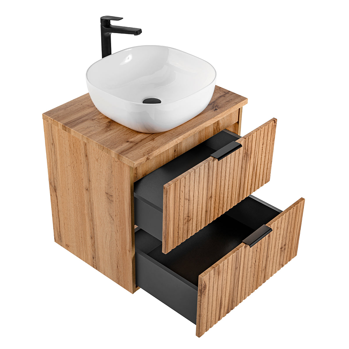 Ensemble meuble simple vasque 60cm et colonne Adriel Bois - vue 4