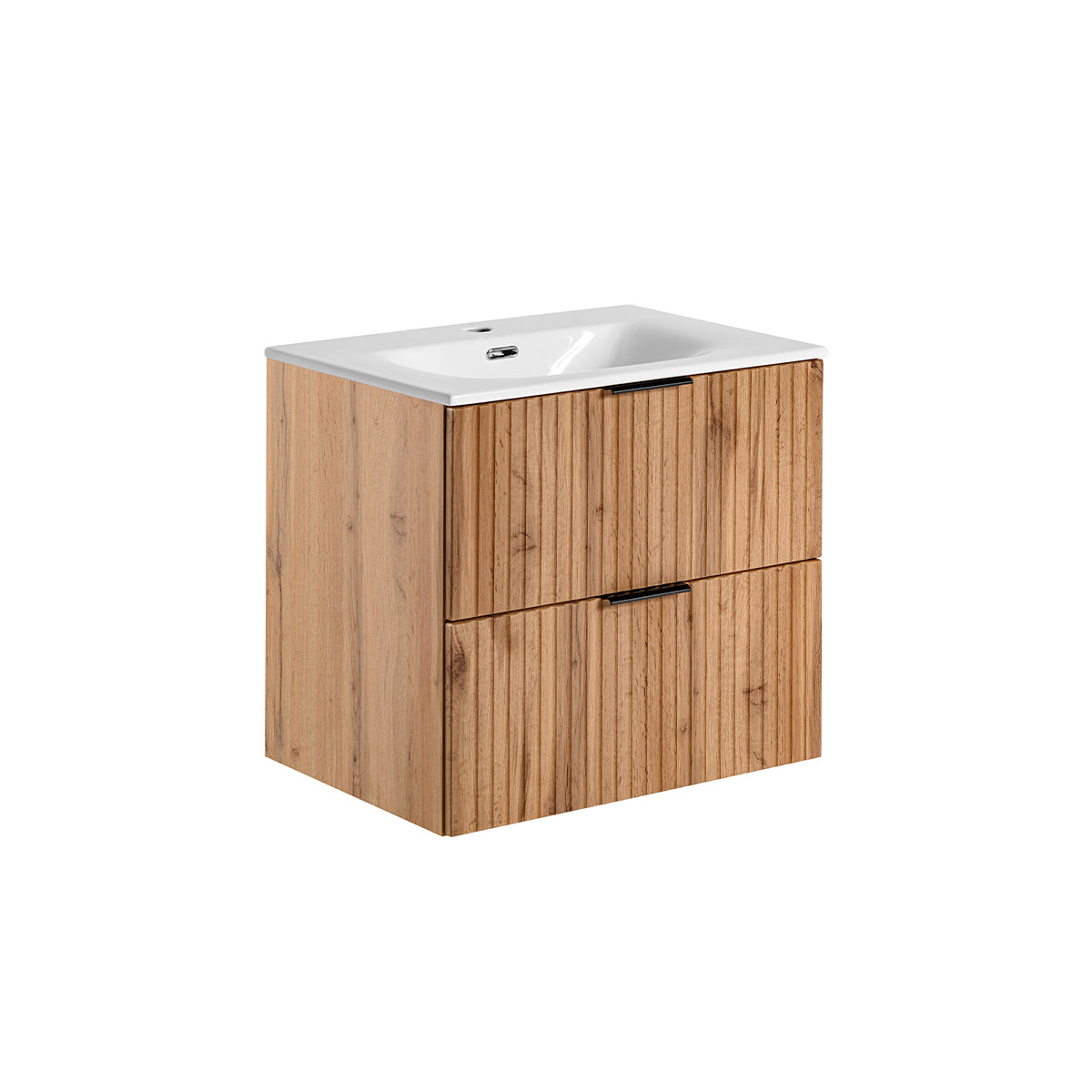 Meuble simple vasque encastrée 60cm Adriel Bois