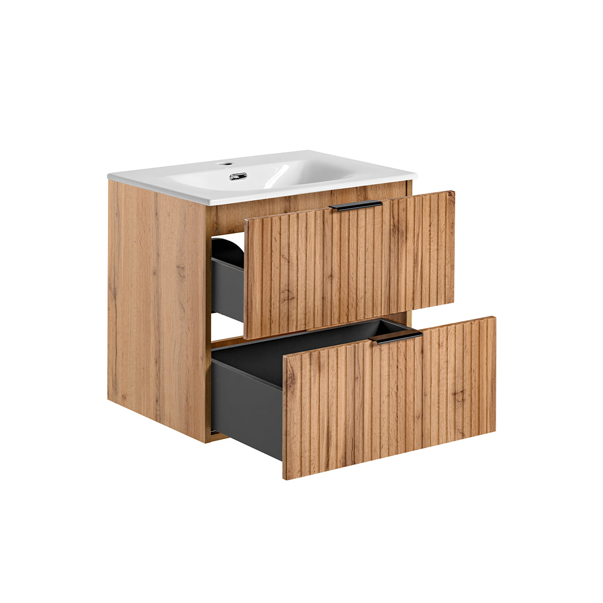 Meuble simple vasque encastrée 60cm Adriel Bois - vue 2