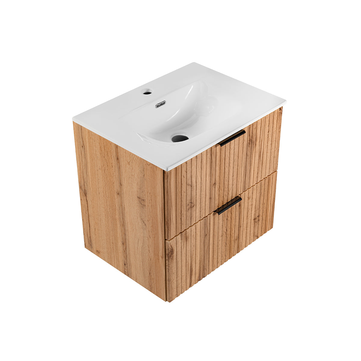 Meuble simple vasque encastrée 60cm Adriel Bois - vue 3