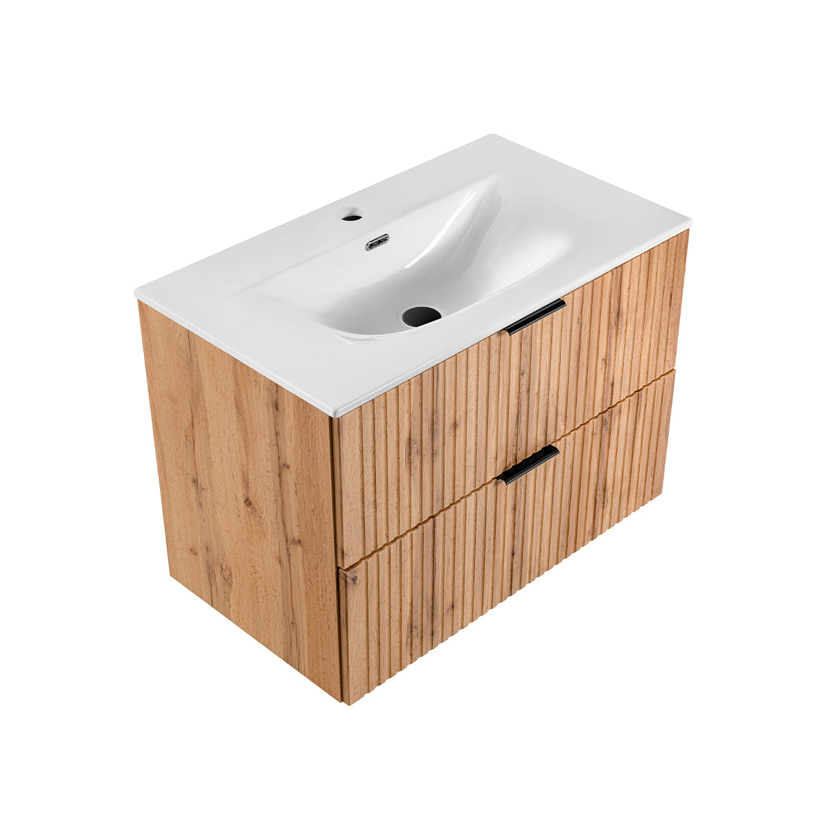 Meuble simple vasque encastrée 80cm Adriel Bois - vue 3