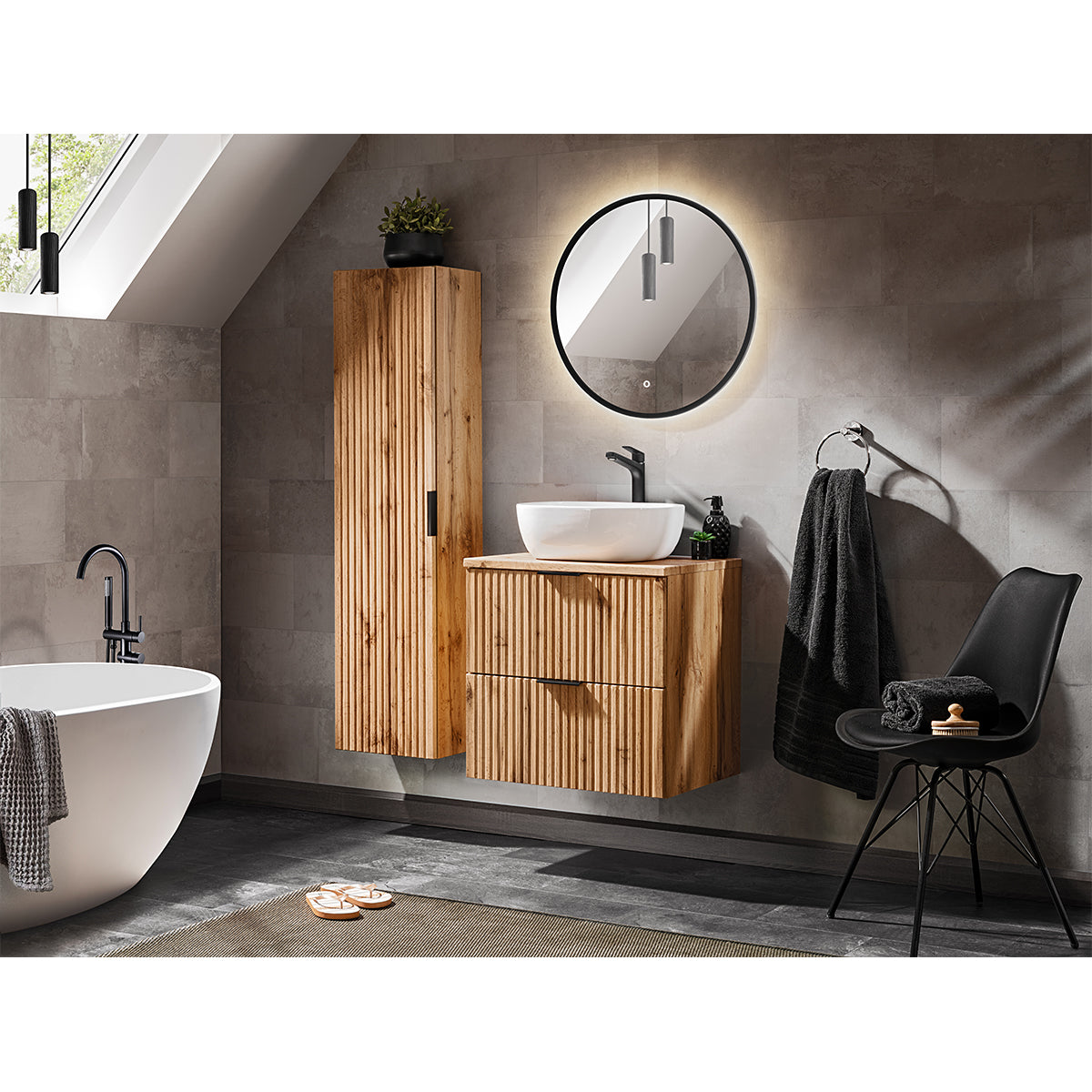 Meuble sous-vasque 60cm plan de toilette Adriel Bois - vue 5