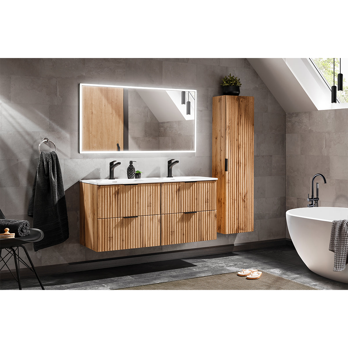 Meuble sous-vasque 120cm Adriel Bois - vue 5