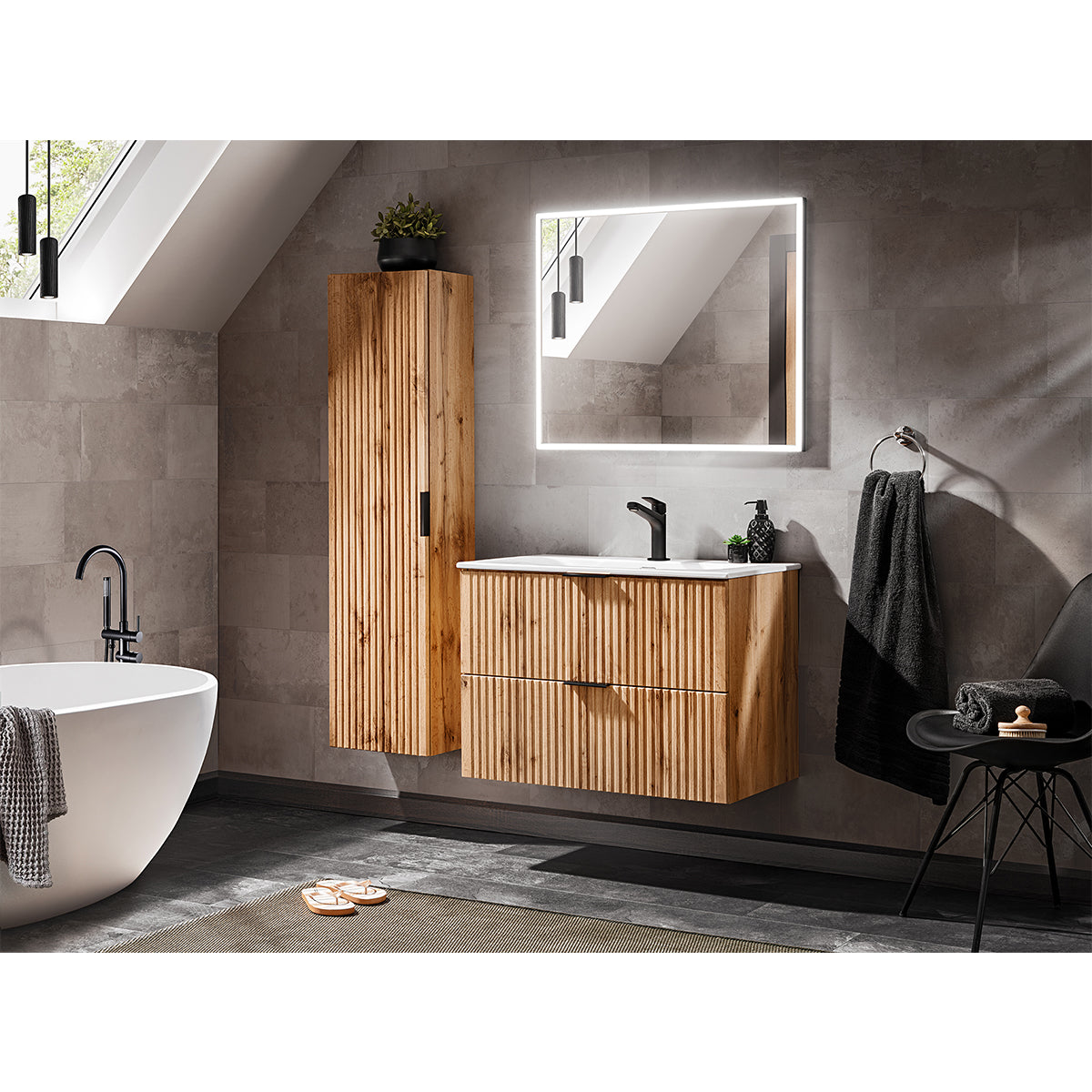 Meuble sous-vasque 80cm Adriel Bois - vue 5