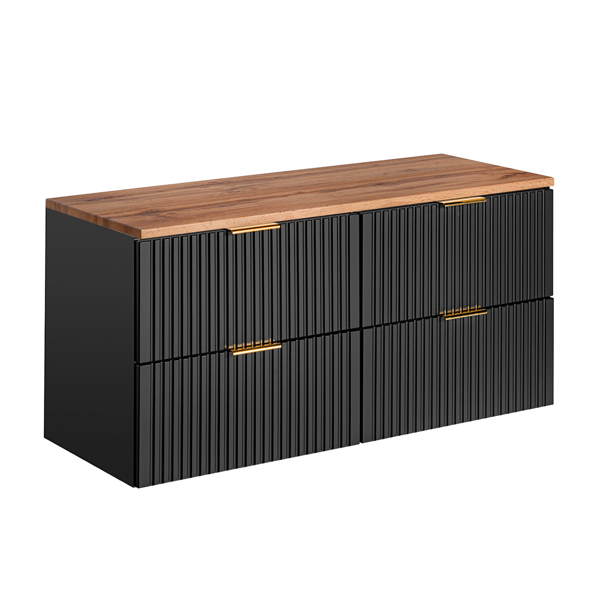 Meuble sous-vasque 120cm plan de toilette Adriel Noir et Bois
