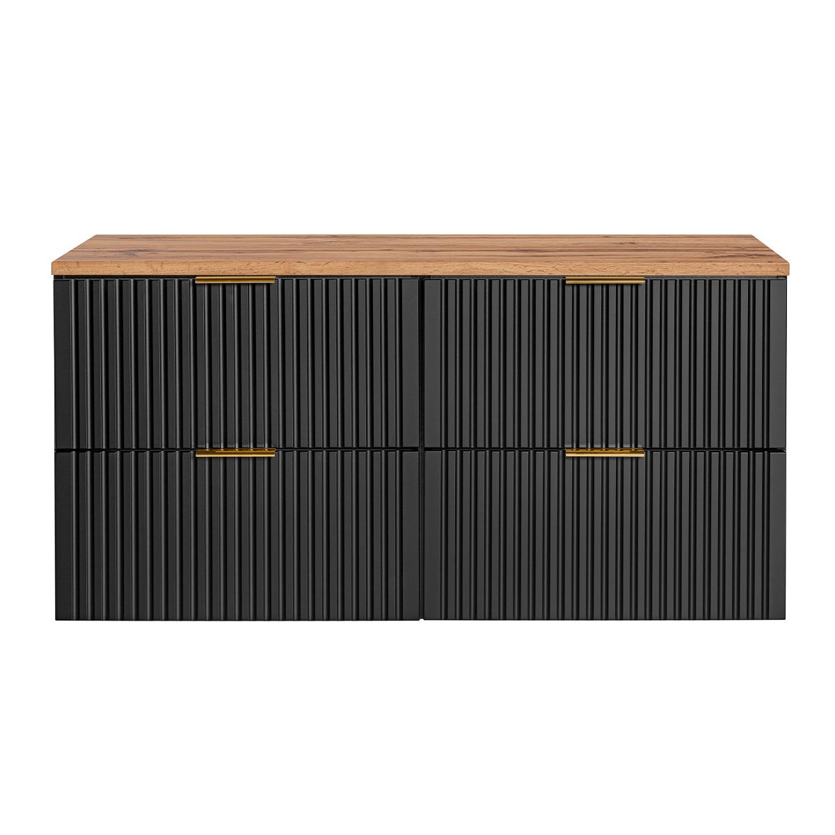 Meuble sous-vasque 120cm plan de toilette Adriel Noir et Bois - vue 3