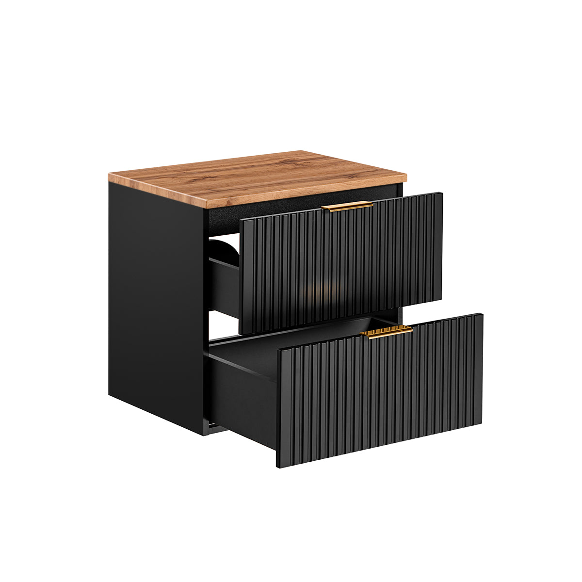 Meuble sous-vasque 60cm plan de toilette Adriel Noir et Bois - vue 2