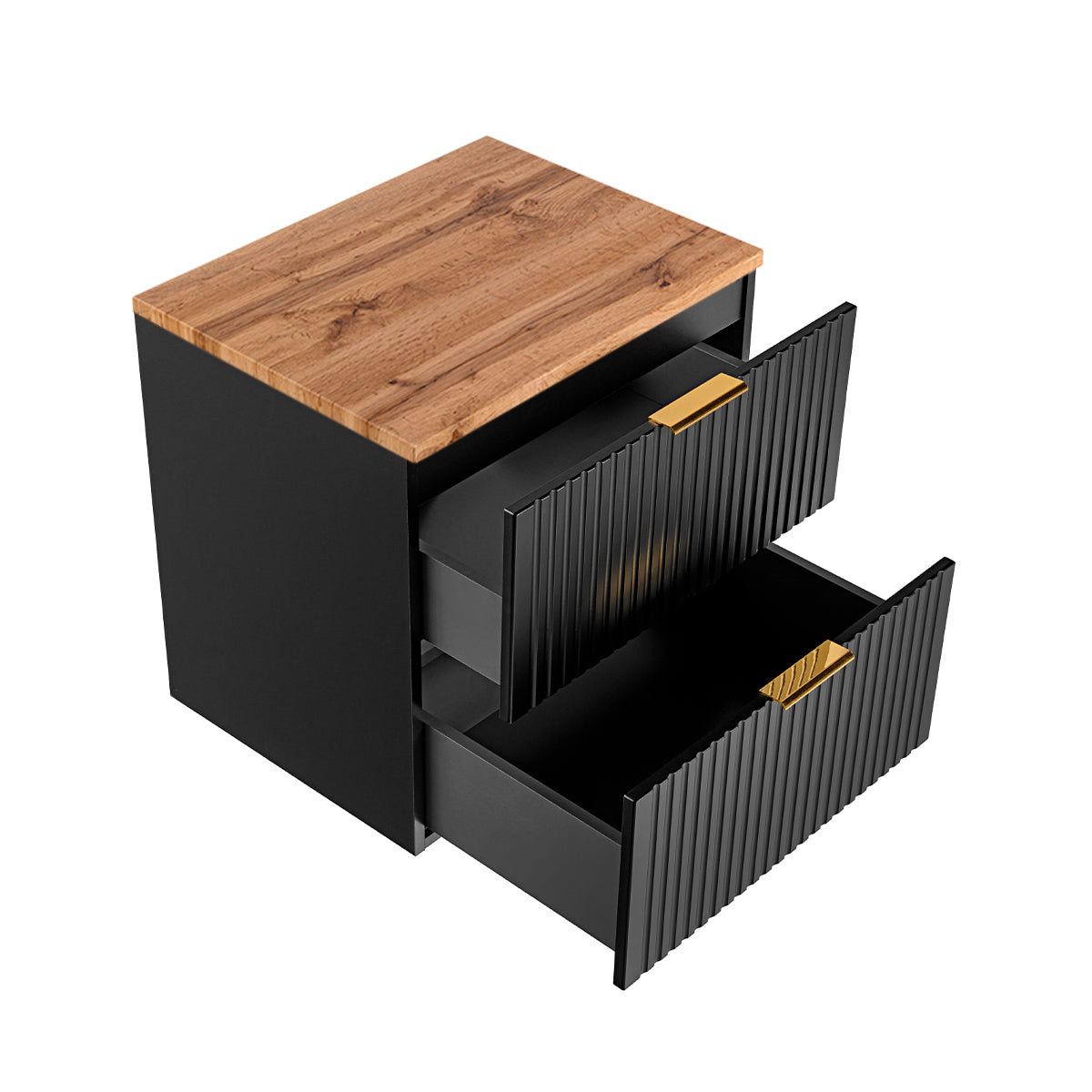 Meuble sous-vasque 60cm plan de toilette Adriel Noir et Bois - vue 3