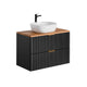 Meuble simple vasque 80cm Adriel Noir et Bois
