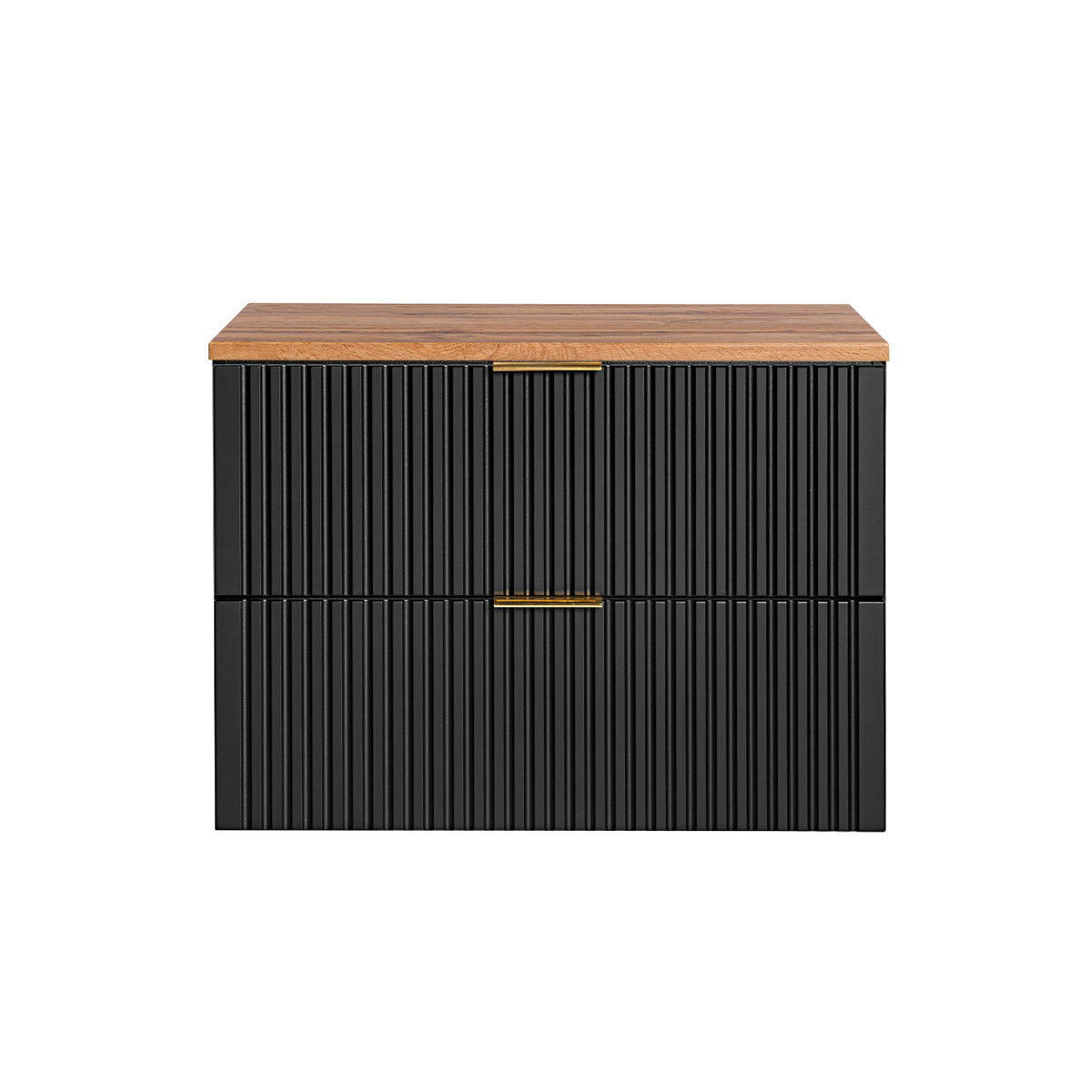 Meuble sous-vasque 80cm plan de toilette Adriel Noir et Bois - vue 3