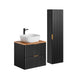 Ensemble meuble simple vasque 60cm et colonne Adriel Noir et Bois