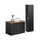 Ensemble meuble simple vasque 80cm et colonne Adriel Noir et Bois