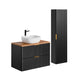 Ensemble meuble simple vasque 80cm et colonne Adriel Noir et Bois