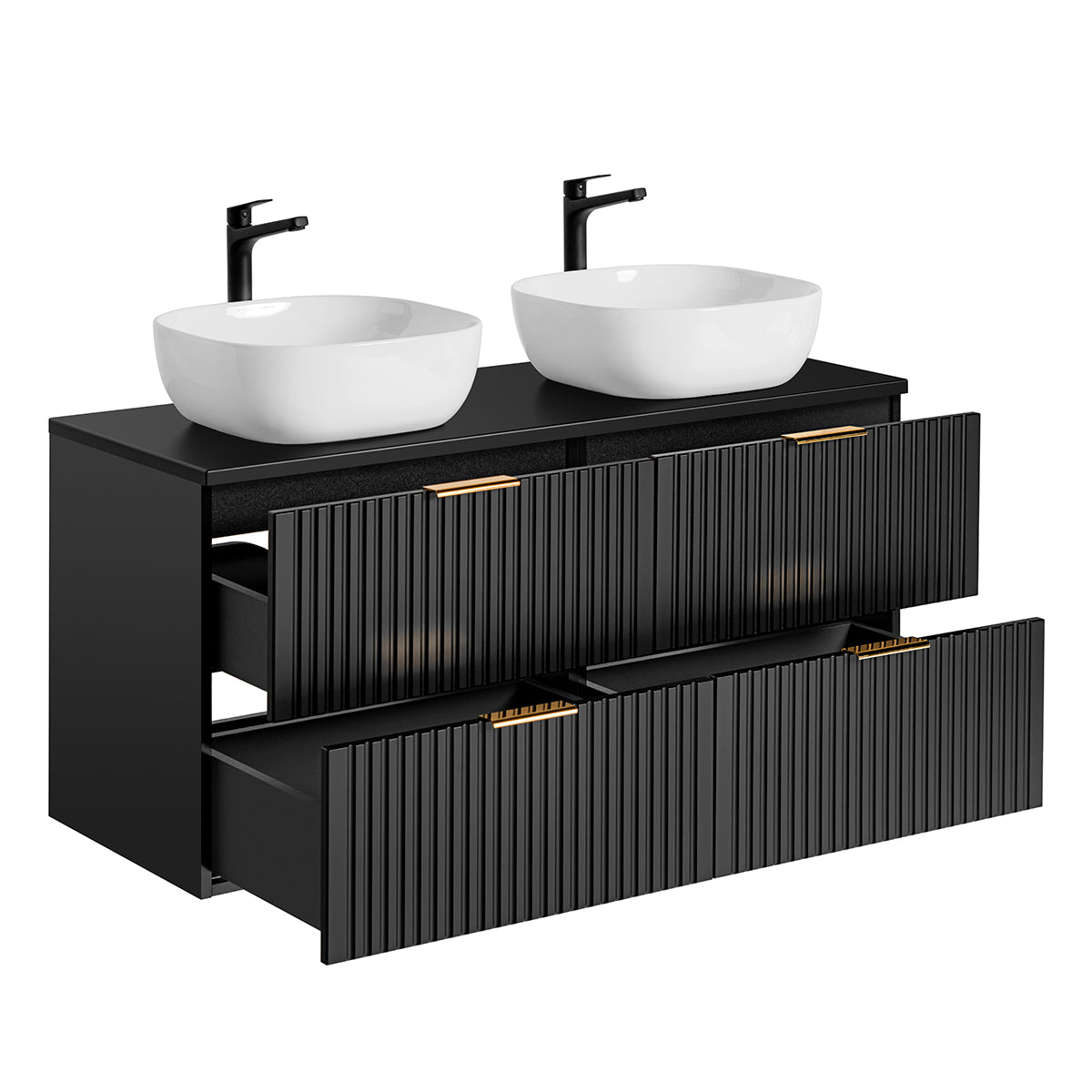 Meuble double vasque 120cm Adriel Noir - vue 2