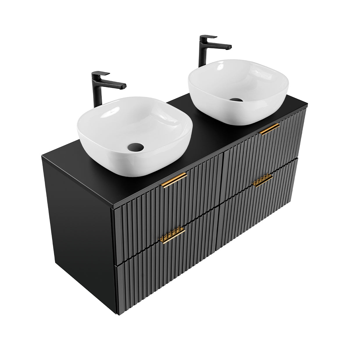 Meuble double vasque 120cm Adriel Noir - vue 3