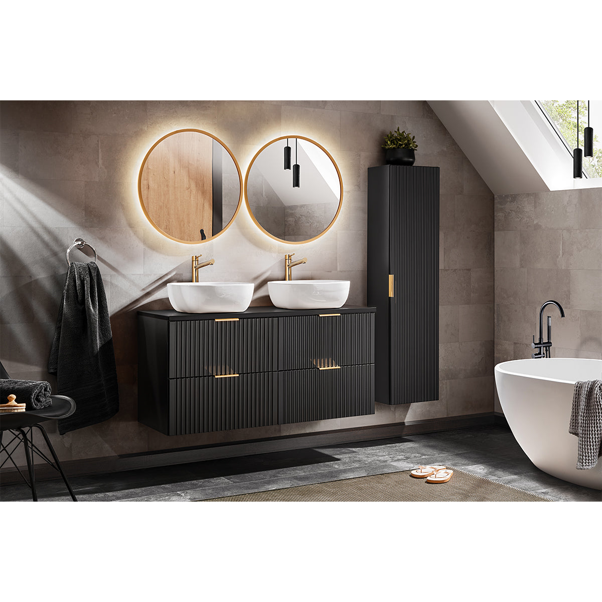 Meuble double vasque 120cm Adriel Noir - vue 5