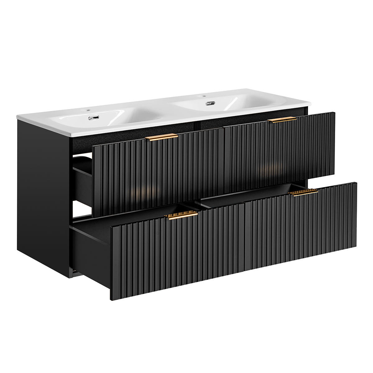 Meuble double vasque encastrée 120cm Adriel Noir - vue 2