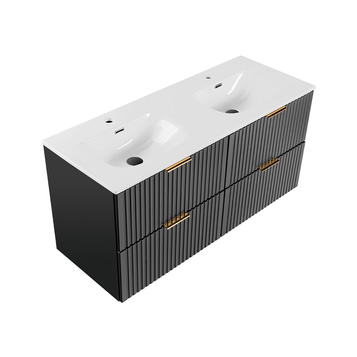 Meuble double vasque encastrée 120cm Adriel Noir - vue 3