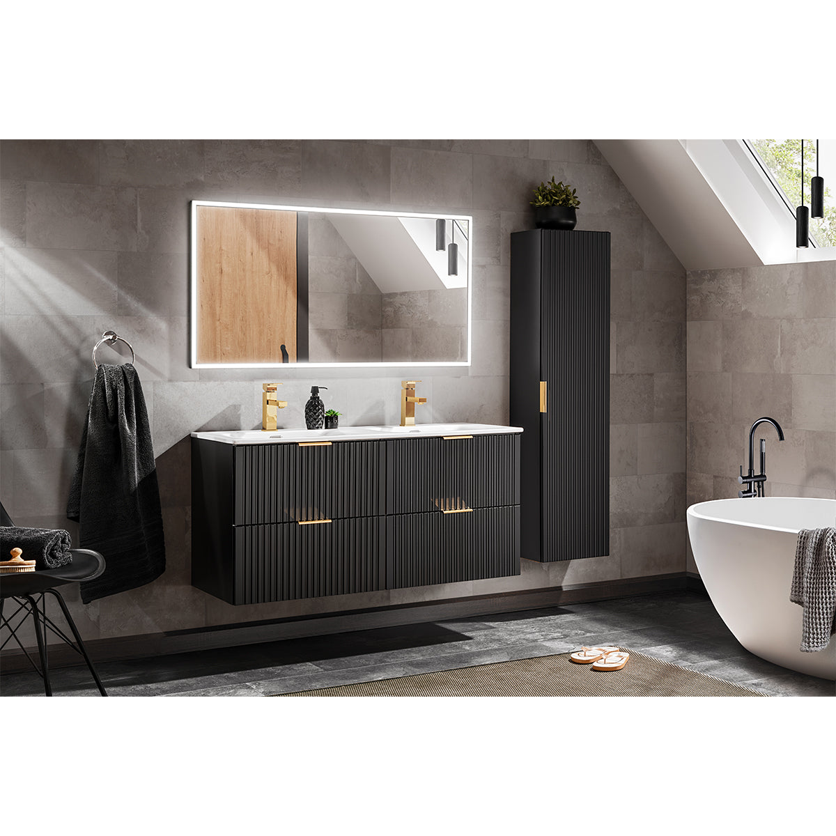 Meuble sous-vasque 120cm Adriel Noir - vue 5