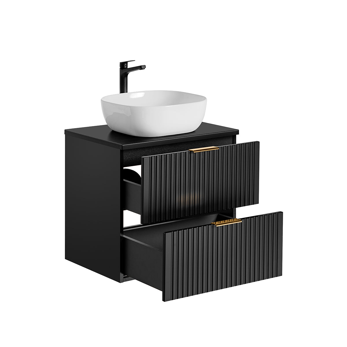 Meuble simple vasque 60cm Adriel Noir - vue 2